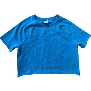 Victoria’s Secret PINK‎ Women’s Blue Crop Top T-Shirt Size XS Cut Raw Hem